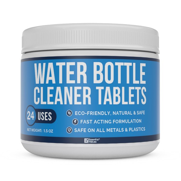 Water Bottle Cleaning Tablets & Reservoir Bladder Cleaner Tabs (24 Tablets) | Remove Stains & Odors. Compatible with Hydration Bladders, Hydroflask, Camelbak, YETI, Thermos - Made in USA