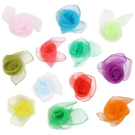 CCINEE 12Pcs Dance Scarves for Kids Play Music Scarves Dance Scarf Play Scarves Movement Square Juggling Silk Tricks Scarves Rhythm Band Scarves Scarfs for Children Movement(12 Colors)