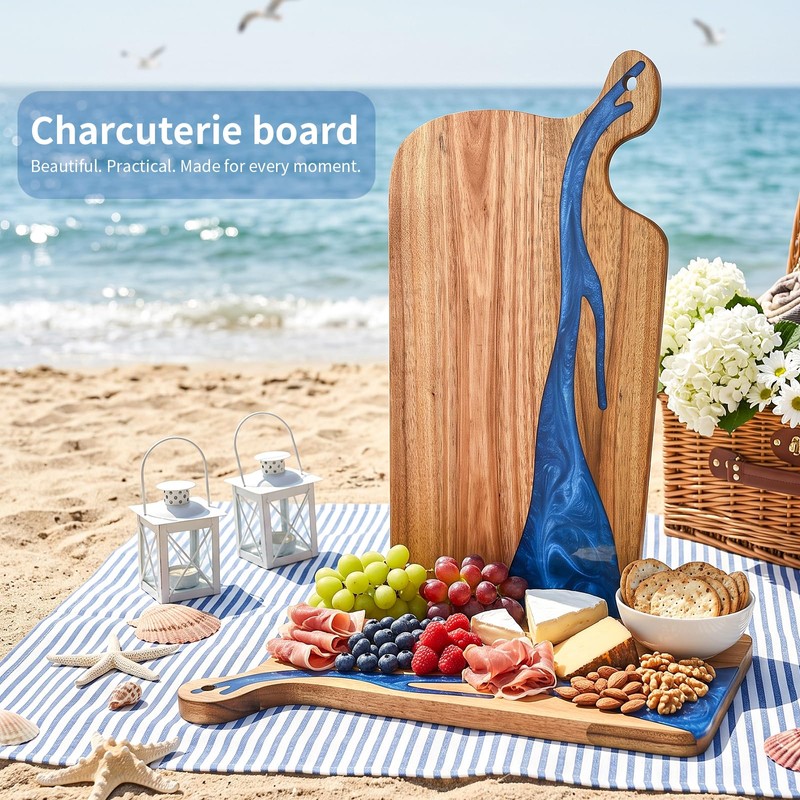 Couple Resin Acacia Wood Charcuterie Cutting Board - 2 Piece