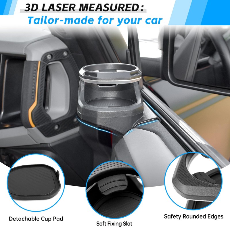 OUSUWO Window Cup Holder Compatible with Ford Bronco 2021-2024 2/4