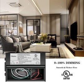 CHXICO 60W 24V Dimmable LED Driver, Triac/Phase/ELV/MLV Dimmable Power Supply, AC to DC Transformer for LED Light, Compatible with Lutron and Leviton Dimmers, UL Listed, Class 2