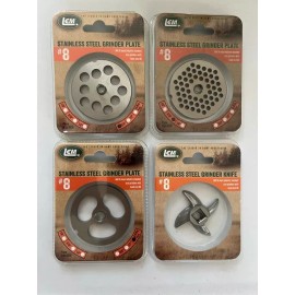 LEM #8 Stainless Grinder Accessories - Knife,  3/8", 3/16"  and Stuffing Plate