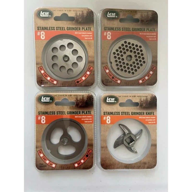 LEM #8 Stainless Grinder Accessories - Knife, 3/8", 3/16" and