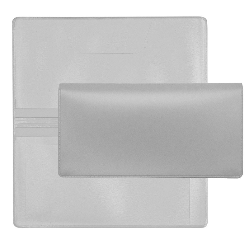 CAROUSELCHECKS Grey Vinyl Checkbook Cover, Top Tear Personal Vinyl Checkbook
