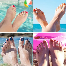 Adjustable Toe Ring for Women Open Tail Ring BHawaiian Foot Jewelry 4PCS