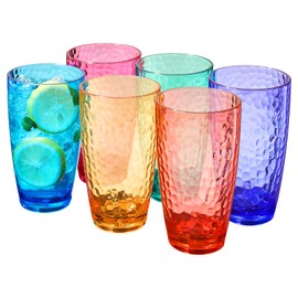 Khen Iceberg Plastic Reusable Drinking Glasses (Set of 6) Restaurant Cups Style 19 oz Acrylic Unbreakable Water Tumbler, Juice, Wine Cups | BPA-Free1 | Top-Rack Dishwasher Safe, Tritan Shatterproof