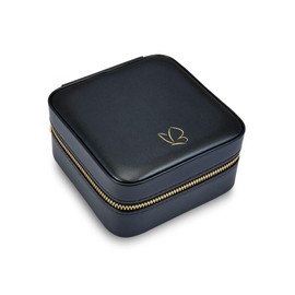 Glanzstücke München Jewellery Travel Bag Faux Leather Black 115 x 115 x 58 mm Velvet Cream Jewellery Box, Leather, velvet, faux leather