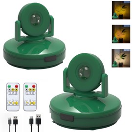 2Pack Rechargeable Wireless Spotlights, Rechargeable Uplighting Indoor with Remote Dimmable, Tree Spotlight Indoor Battery Powered Ceiling Spotlight for Artwork Picture Painting Plant