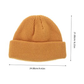 FRCOLOR Warm Knitted Beanie Hat for Men and Women Cozy Unisex Cap with Rolled Edge Essential Outdoor Gear for Cold Days Soft Vintage Knit Beanie Hat Orange