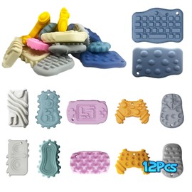 12 piezas de decoraciones de silicona con texturas de juego, juguetes sensoriales para niños, piedra de preocupación suave con textura para autismo y niños, juguetes para aliviar la ansiedad y el