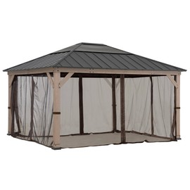 SUNJOY Mosquito Netting for 13 ft. × 15 ft. Wooden Gazebos, Brown
