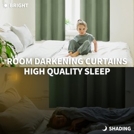 BGment Rod Pocket Blackout Curtains 72 Inches Length for Bedroom - Thermal Insulated Room Darkening Curtain for Living Room, Olive Green, 42 x 72 Inch, 2 Panels