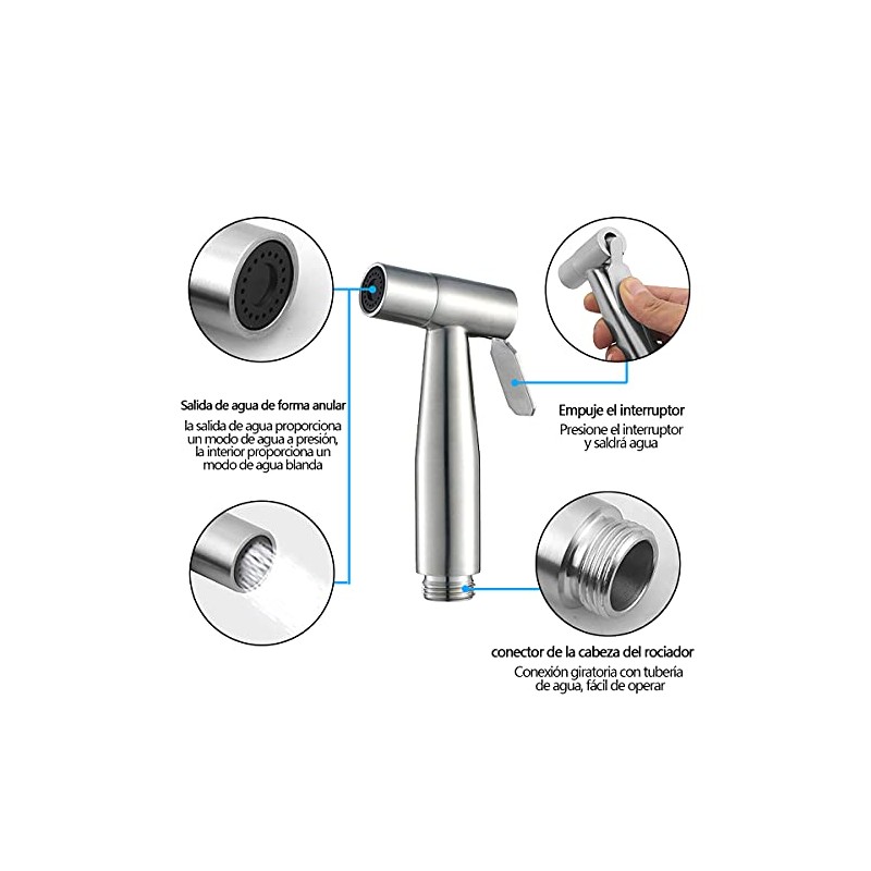 Bidet Pulverizador de acero inoxidable, Rociador para bidé de mano