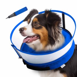 SNUGGO Inflatable Dog Cone Collar, Soft Dog Donut Collar After Surgery, 2-in-1 Soft Cone for Dogs, Dog Cone Alternative, Cone for Dogs to Stop Licking, Dog Soft Cone (Blue, M)