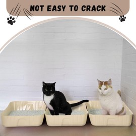 Bokon 25 Pcs Disposable Litter Boxes for Cats Plastic Cat Litter Tray Kitten Litter Pan for Kitty Rabbit Guinea Pig Hamster Pets Supplies Travel Home Toilet, 15.7 x 11.8 x 3 Inches (Beige)