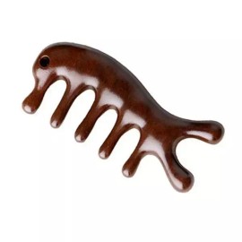Bakdalmalamu 박달나무 원목 괄사 스틱 물고기모양 피부 마사지 276500 Bamboo Wooden Gua Sha Stick Fish Shape Skin Massager [1 main product]