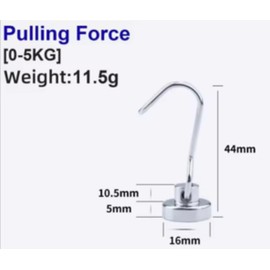 Magnetic Hooks with 180° Rotating Head, Strong Pull Power, 6-Pack, Silver, Metal