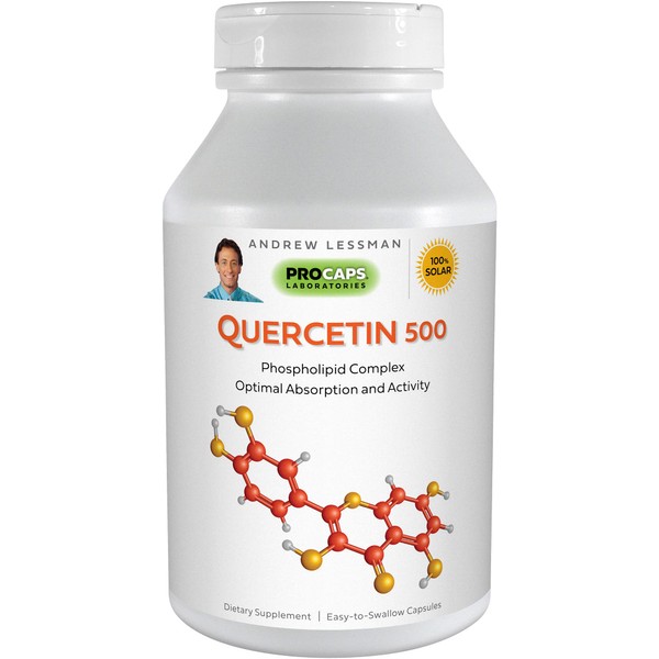 ANDREW LESSMAN Quercetin 500-60 Capsules - 500 mg Unique Quercetin Phospholipid Complex, Highly Absorbable Formula to Support Healthy Heart, Circulatory and Immune Function. No Additives.