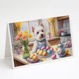Caroline's Treasures DAC6917GCA7P Decorating Easter Westie Greeting Cards Pack of 8 Blank Cards with Envelopes Whimsical A7 Size 5x7 Blank Note Cards