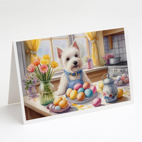 Caroline's Treasures DAC6917GCA7P Decorating Easter Westie Greeting Cards Pack of