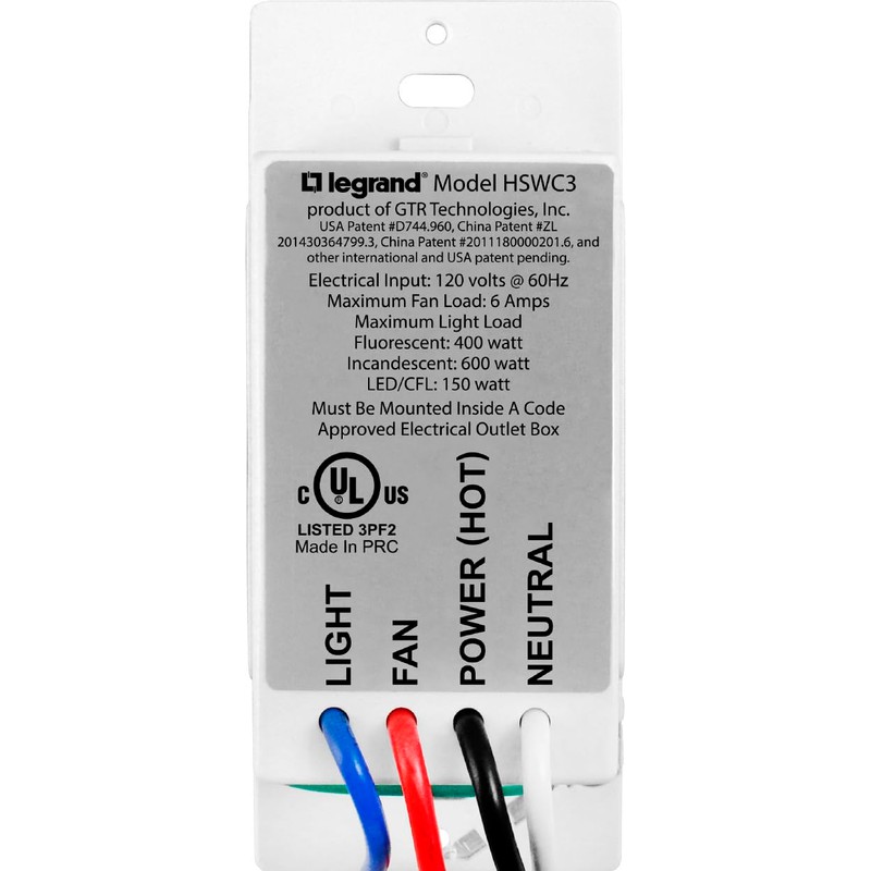 Legrand - Pass & Seymour HSWC3 Humidity Based Fan Control,