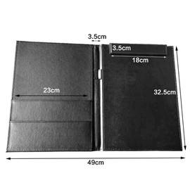 WELLYUK 19" X 13" PU Leather Padfolio Clipboard, A4 Office File Clip Binder Folder Document Organizer Portfolio Writing Pad Business Card Holder, Magnetic Conference Pad with Pen Holder