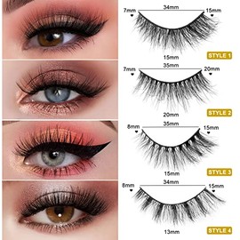 MAANGE Pestañas Postizas Mixtas 20 Pares Naturales 3D Faux Mink Fluffy Suaves y Ligero Pestañas Falsas Hechas a Mano y Reusables y Impermeables(Amarillo)
