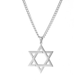 ALRNBY Star of David Pendant Necklace for Women Men Dainty Gold Silver Necklace 2PCS Jewish Necklaces Gift Stainless Steel Non Tarnish