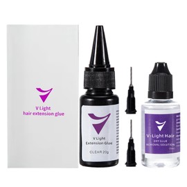 V Light Hair Extension Glue, UV Bond Adhesive, Remover Solution (30ml/1 Pack), Clear Glue (20g/1 Pack), Professional Set for Quick Application and Easy Removal