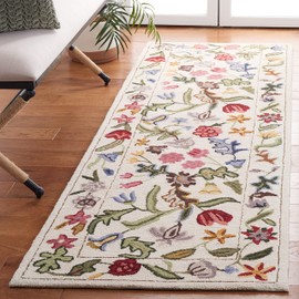 SAFAVIEH Chelsea Collection Runner Rug - 2'6" x 8', Ivory & Green, Hand-Hooked French Country Wool, Ideal for High Traffic Areas in Living Room, Bedroom (HK335A)