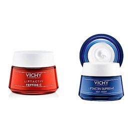Vichy LiftActiv Peptide-C Hidratante antienvejecimiento, crema facial con Vitamina C y Péptidos para reducir las arrugas. + Liftactiv Supreme Crema de noche anti-arrugas y reafirmante
