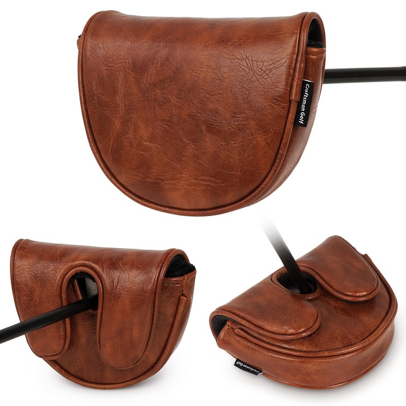 Craftsman Golf Classic Brown Center Shaft Mallet Putter Headcover for