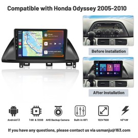 Car Stereo for Honda Odyssey 2005 2006 2007 2008 2009 2010, Wireless Carplay & Android Auto HiFi, 1+32G 10.1 Inch Touch Screen Bluetooth Car Radio for Odyssey GPS FM RDS Backup Camera