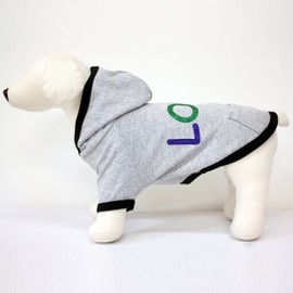 Alphadog Series Love Glitter Hooded (Hoody) T-Shirt with Pocket for Your Dog or Cat (S, Gray/Black)