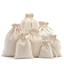 DAHI Cotton Bags 30 x 40 cm with Cotton Cord 5 Pieces Linen Bags Jute Bags Gift Bags (30 x 40 cm)