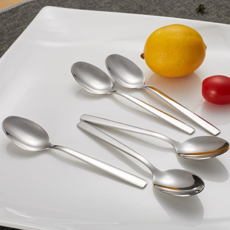 12Pcs Long Handle Dessert Spoon 316 Stainless Steel Soup Coffee