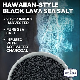 Black Salt, Hawaiian-Style Black Lava Sea Salt, Black Sea Salt with Activated Charcoal, Black Hawaiian Sea Salt for Cooking & Finishing, 5 oz Bag, Sea Salt Superstore