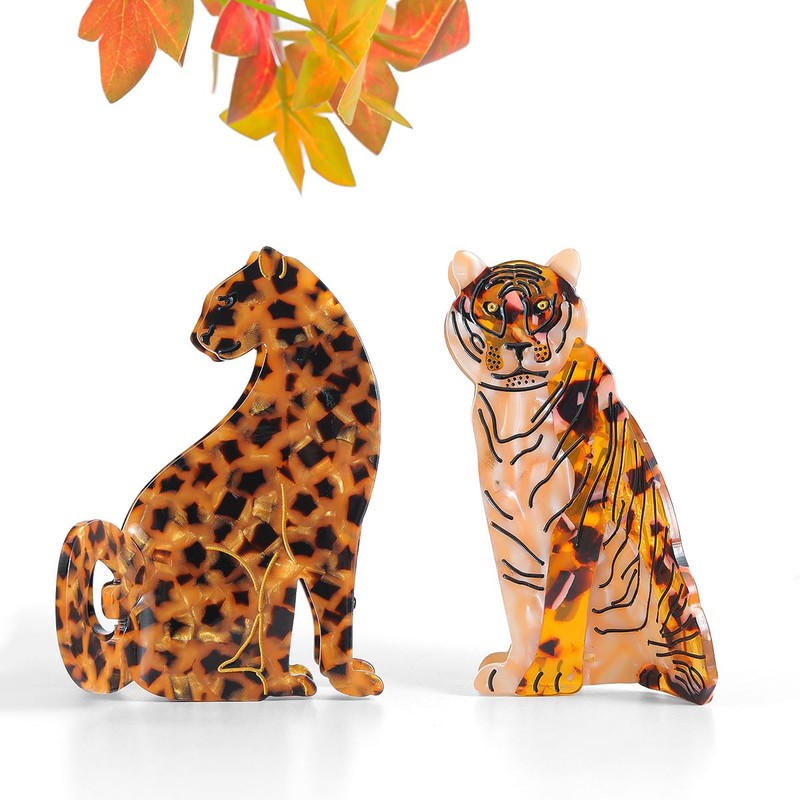 Tiger Design Hair Claw Clip,Animal Acetate Material Hair Accessory for