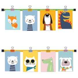 LeTOMA - Photo tape with strong metal clips - 100 cm and 10 clips - photo rope, picture rope ideal for hanging children's drawings, photos and postcards quickly on any wall - made in Germany