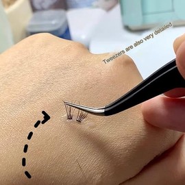 Yadiana Lash Tweezers Set - Professional Stainless Steel Precision Tweezers for Eyelash Extensions, Includes Straight and Curved Tip Tweezers(Black, 2 Pcs)