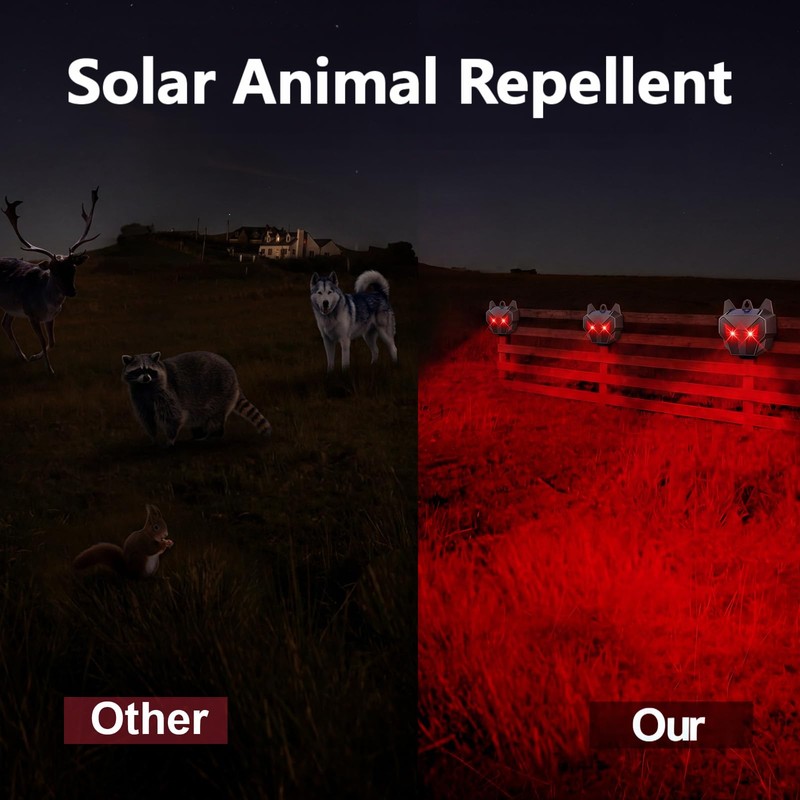 Mysora 12 Pcs Solar Predator Light Nocturnal Animal Repeller Outdoor