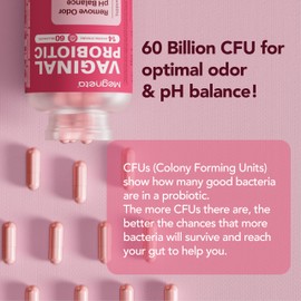 Vaginal Probiotics with Prebiotics Cranberry, 60 Billion CFU 14 Strains Probiotics for Women with Prebiotic & D-Mannose, Womens Probiotic for Vaginal Flora, Odor Control, pH Balance - 60 Capsules