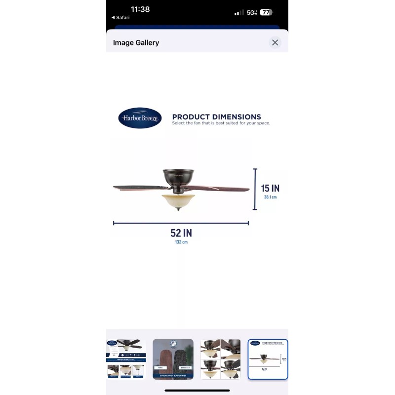 Harbor Breeze Lake Canton 52” Flush Mount Ceiling Fan 1295734