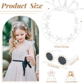 10 Pcs Flower Girl Proposal Set Flower Girls Gifts Including 1 Silver Flower Girl Headpiece 1 Round Flower Sunglasses 6 Pearl Small Flower Hair Clips