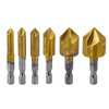 Bestgle 6Pcs 1/4" Countersink Drill Bit Set 5 Flute 82