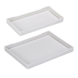 2-in-1 Modern Bathroom Tray - Small & Medium, Rectangle, Multi-Purpose Vanity Tray for Home, Kitchen, Bathroom Sink Counter (White)