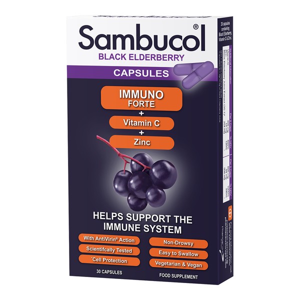Sambucol Immuno Forte Black Elderberry Capsules, 30 Capsules