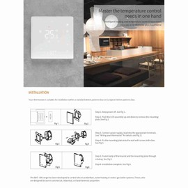 Ailgely WiFi Smart Thermostat Room Thermostat Weekly Programmable Supports Touch Control / Mobile App / Voice Control Compatible with Alexa/Home for Water Heating 3A Black