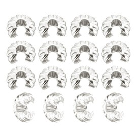 sourcing map 150 Pcs Crimp Bead Covers, 3mm/0.12" Half Round Open Crimp Beads Knot Cover, Metal Small Loose Beads End Tip Caps for Craft DIY, Silver