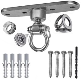 WWFFEN Edelstahl Schaukelhaken mit leichtgängigem Schwenklager 180°+ 360°Drehbar,Tragkraft 680 kg.Deckenhaken Schwerlast Hängemattenbefestigung für Indoor Outdoor Hängesessel Spielplatz Yoga Sandsäcke